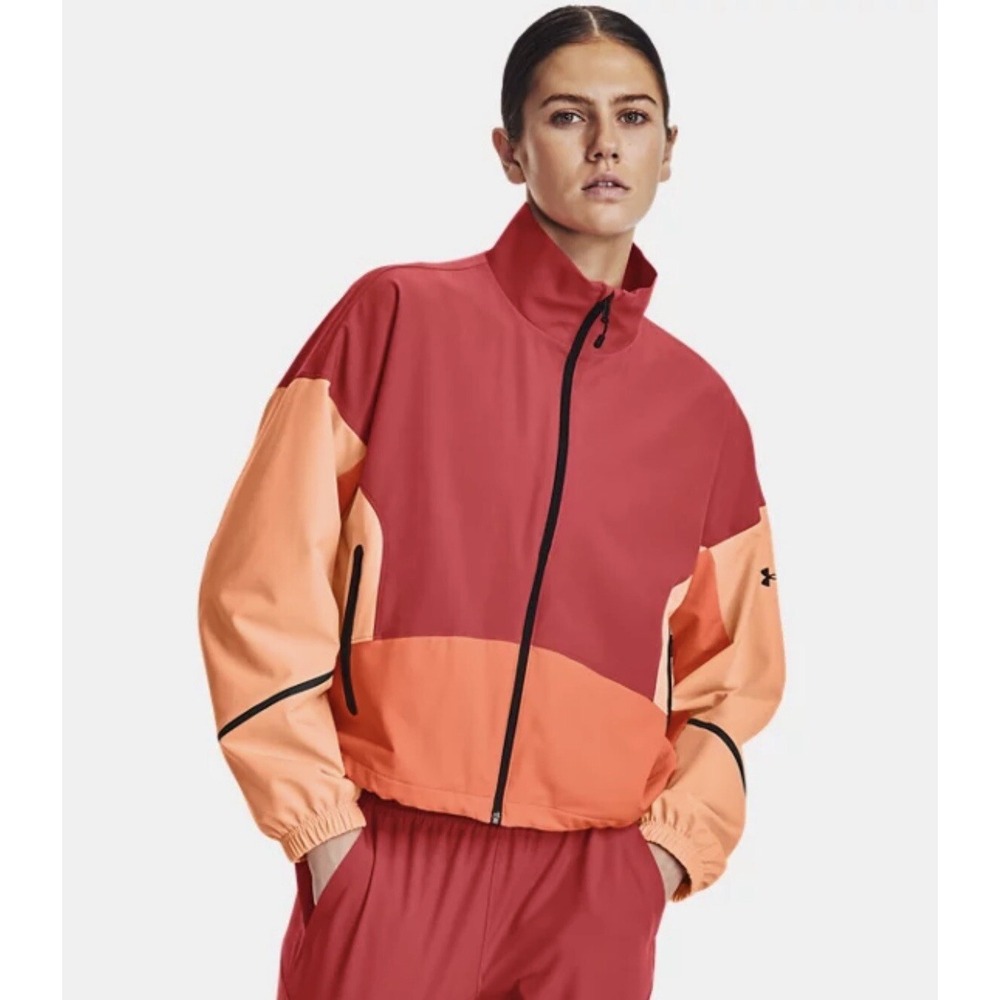 Under Armour Women's Large Multicolor Orange Black UA Unstoppable Zip Jacket NEW